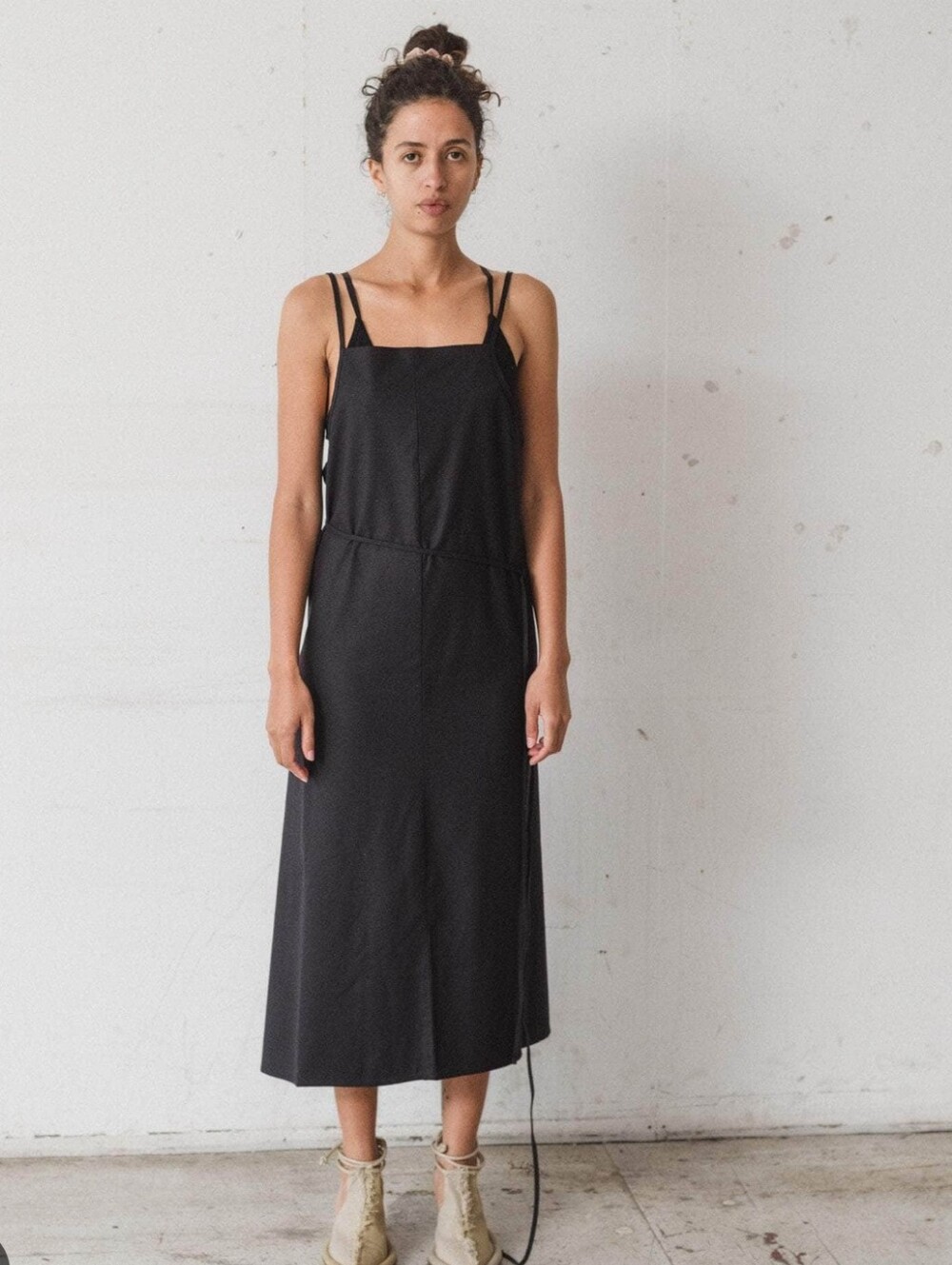 Baserange Black Yumi Apron Cotton Dress XD